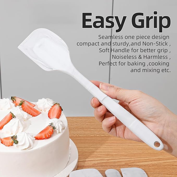 FIVETAS Food Grade Silicone Rubber Spatula Set for Baking,Cooking.High Heat Resistant Non Stick,Dishwasher Safe,Stainless Steel Core Handle,BPA-Free,Marbling set of 4