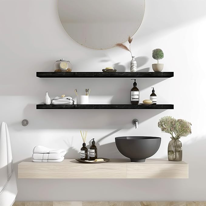 YYWUOJJ Wood Floating Shelves for Wall Decor, Rustic Wall Shelves for Bedroom