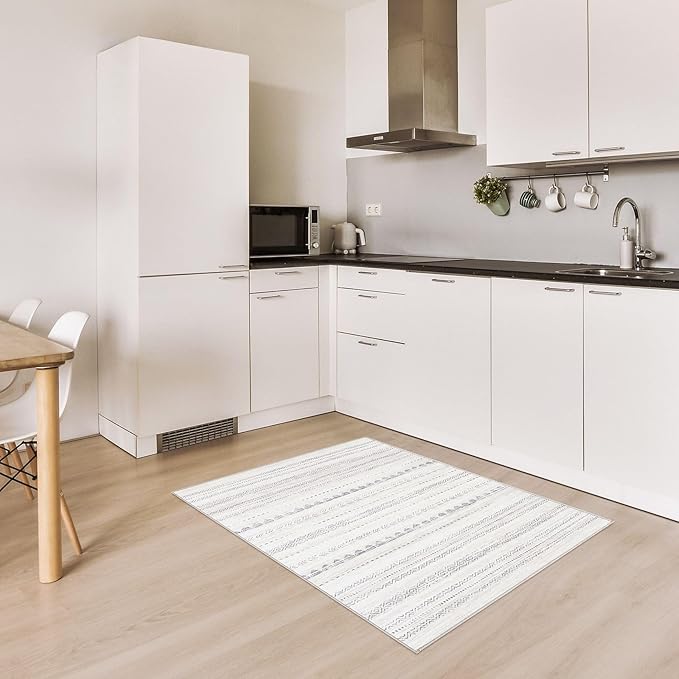 Nakagishi 2X3 Rug Washable Area Rug: Small Soft Boho Farmhouse Neutral Moroccan Non Slip Indoor Low Pile Accent Floor Throw Carpet for Bedroom Bathroom Entryway Kitchen Hallway Closet Home Door - Grey