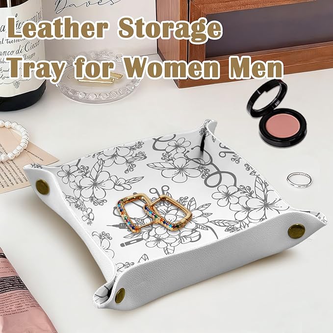 Nurse Graduation Gifts,Nurse Gifts for Women,Nursing Student or Practitioner,PU Leather Catchall Tray Jewelry, Keys, Watch, and Accessories Organizer 7.87x7.87in