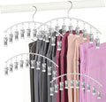 Legging Hangers for Closet Organizer, Hat Hangers for Closet 2 Pack with 10 Clips Holds 20 Leggings, Legging Hanger, Pants Storage Organizer Suitable for Socks, Panties, Underwear, Pants (4-White)