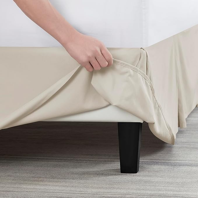 Nestl Linen Bed Skirt Queen Size - Queen Bed Skirt 14 Inch Drop - Brushed Microfiber Bed Skirts - Hotel Quality Pleated Bed Skirt - Shrinkage & Fade Resistant