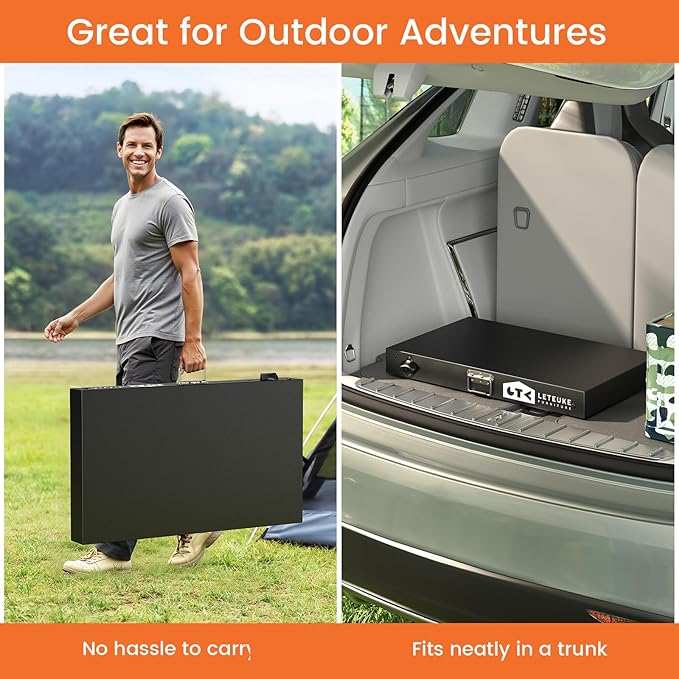 Leteuke Grill Table for Blackstone Griddle, Portable Foldable Grill Table with Storage Fits Ninja, Blackstone Griddle Stand for Outdoor Camping, Picnic, Garden, Patio, Dining, BBQ, Party