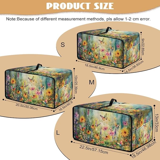 Microwave Oven Dust Cover with Storage Bags Waterproof Microwave Oven Grill Cover Protector Universal Reusable Decor Accessories for Kitchen, Vintage Daisy Sunflower Floral Butterfly Print, M