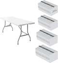 80 Pack of 6 Foot Foldable Table with Built in Handle & Steel Legs ,Heavy Duty Portable ,Perfect for Party, Dining, Wedding, Events, Picnic Indoor, Outdoor, Camping, Utility, Folding(white-80pac)