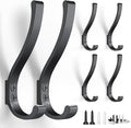 BREYDROK 6-Pack Heavy Duty Coat Hooks for Wall Mount - Durable Wall-Mounted Hooks for Hanging Coats, Backpacks & Bookbags, Rust-Resistant Coat Hanger Hooks for Entryway, Garage, Dorm