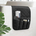 Sofa Armrest Organizer Non-Slip Arm Chair Bedside Caddy Storage Organizer for Recliner Couch with 5 Pockets for Cell Phone TV Remote Control Magazines (BLACK)