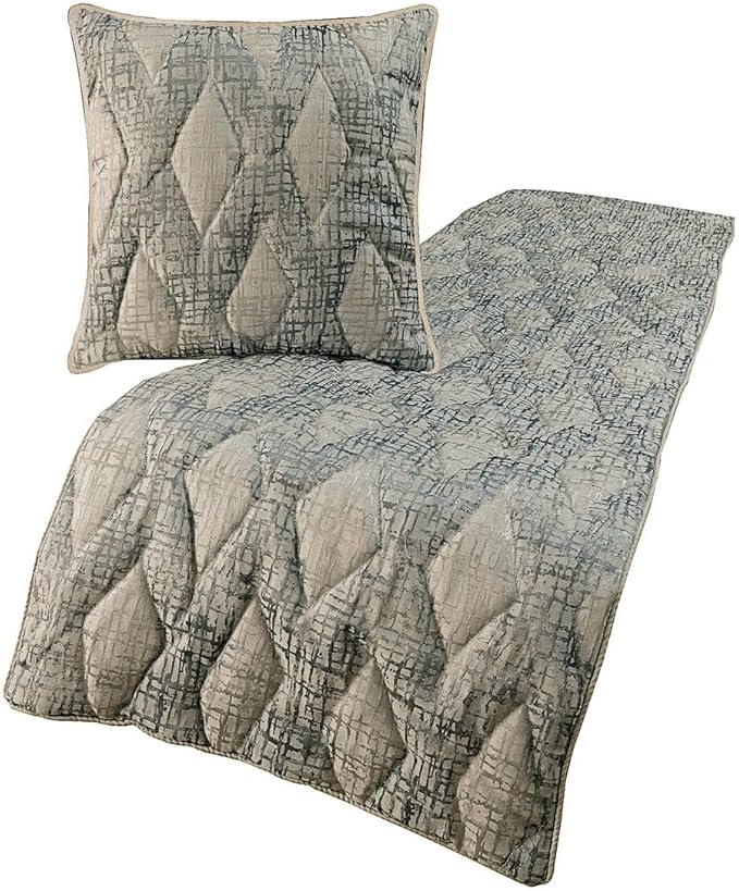 The HomeCentric King Queen Twin Grey Decorative King 90"x18" Bed Runner Without Pillow Cover, Quilted Bed Scarf on Jacquard Fabric - Graphitti Grey