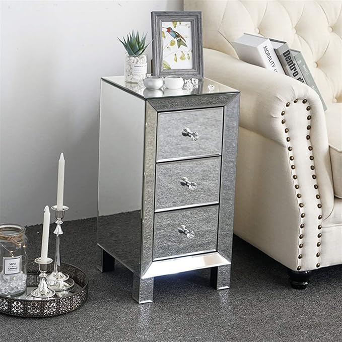 Mirrored End Table Modern Small Sofa Corner Table
