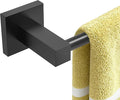 Ruacq Hand Towel Holder Towel Ring Black Center to Center 10inch Towel Bars Square Matte Black Bathroom Stainless Steel and Zinc Alloy Modern Wall Mounted Total Length 12 inch