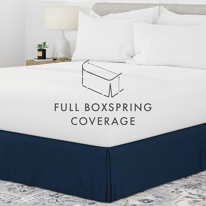 Linen Market Bed Skirt - Ultra Soft Microfiber - Easy Fit with 14 Inch Tailored Drop - Hotel Quality, Shrinkage & Fade Resistant - Bed Cover - Twin Bed Skirts - Bedroom Décor - (Twin, Navy)