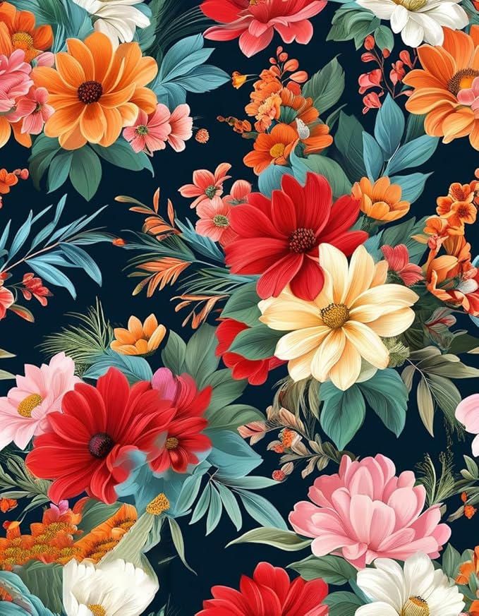 Washable Outdoor Rug with Floral Texture 2x3 Waterproof Non Slip Vibrant Area Rugs for Patio Deck Garden Balcony Large Flower Print Camping Porch Backyard Outside Carpet Red Navy Blue