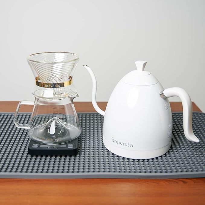 Brewista Artisan Electric Gooseneck Kettle, Water Boiler with LCD Panel, Precise Temperature Control, Fast Boiling and Keep Warm Settings for Pour-Over Coffee & Tea, Café, 1 Liter (All White)