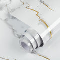 practicalWs Glossy Marble Wallpaper Peel and Stick White/Gold Granite Contact