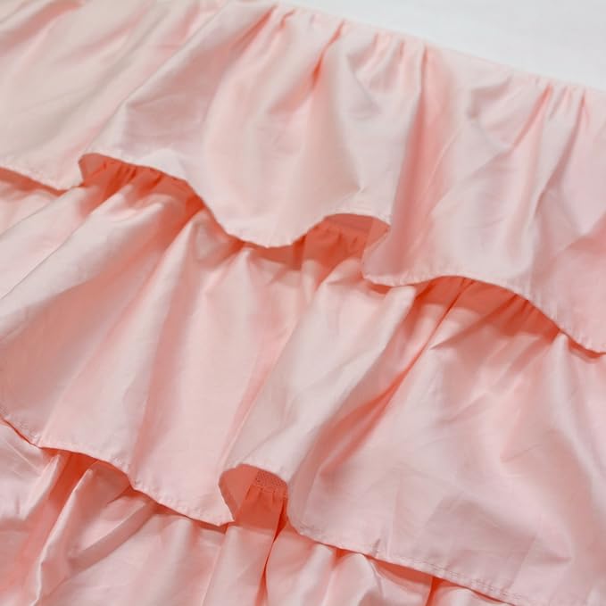 Brandream Blush Pink Shabby Chic Girl Ruffled Crib Bed Skirt Dust Ruffle Triple Layer 100% Egyptian Cotton Sateen Silky Nursery Bedding