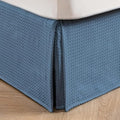 MIYE Pleated Waffle Weave Bed Skirt, Tailored Dust Ruffle 12 Inch Drop Easy Fit, Machine Washable (Blue, Queen - 12" Drop)