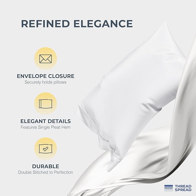 THREAD SPREAD 100% Egyptian Cotton Split King Sheets Sets for Adjustable Bed - Luxury 1500 Thread Count Split Top King Sheets (5 PC, White), Silky Soft, Cooling, Sateen Weave 17" Deep Pocket Sheet Set