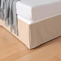 Full Bed Skirt, Grid Plaid Soft Quadruple Pleated Ruffle Bed Skirt, Tailored Dust Ruffle 14 Inch Drop Easy Fit, Machine Washable (Beige)