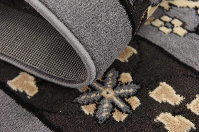 Unique Loom Espahan Collection Area Rug - Cape Cod (7' 10" Square, Dark Gray/ Black)