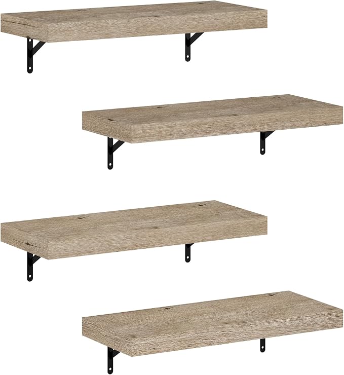 Furinno Tanna Floating Shelves for Wall Set of 4, 22-Inch Wall Shelf, Triple