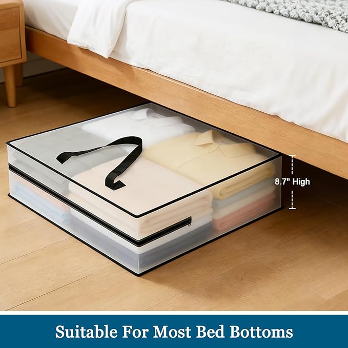95L Under Bed Storage Bag, 5-Pack Clothes Storage Bag, Clear Bag for Quilt Pillow Blanket Bedding Storage or Wreath Closet Organizer Home Storage