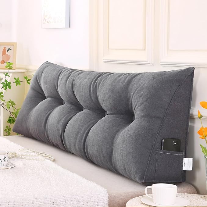 SAMTY Triangular Wedge Pillow headboard King Size for Couch Large headboard Pillow with Removable Cover Back Rest Pillows for Sitting up in Bed
