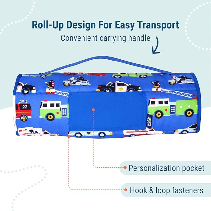 Wildkin 43-inch Kids Nap Mat – Soft Microfiber Toddler Sleeping Mat with Pillow