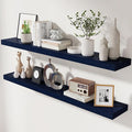 fuqing Dark Blue Floating Shelves 48 Inch, Solid Wooden Wall Shelves Set of 2