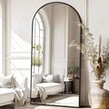 MirrMuse 76"X34" Large Arched Floor Mirror Full Length with Stand, Black Hanging or Leaning Standing Full Length Mirror for Bedroom Living Room Gym, Full Body Mirror Wall Mounted, Tempered Glass