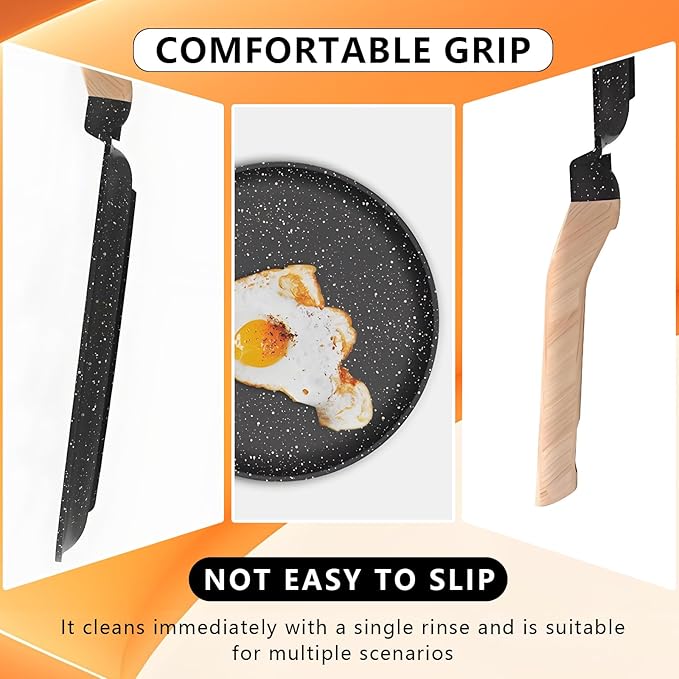 eieioo Granite Nonstick Flat Skillet Griddle for Pancake Dosa, 11",4Pcs Kit