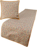 The HomeCentric King Queen Twin Beige & Multicolor Luxury Twin 53"x18" Bed Runner with Pillow Cover, Chevron Embroidery Bed Scarf on Jacquard Embroidered Fabric - Happy Chevy