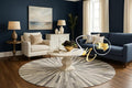 Faux Cowhide Round Area Rug | Non-Slip Leather Floor Carpet for Living Room, Bedroom, and Home Décor | Modern Stylish Accent Rug(Grey_6x6)