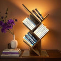 Godferyxin Bookshelf with Liting, Small Bookcase LED and Desktop Book Shelf