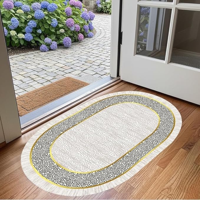 Off White Black Gold Indoor Rugs Modern Minimalist Abstract Geometric Pattern Home Office Area Rug 12x14 for Livingroom Bedroom Dining Room Soft Durable Non Skid Carpet Under Table Bordered Floor Mat