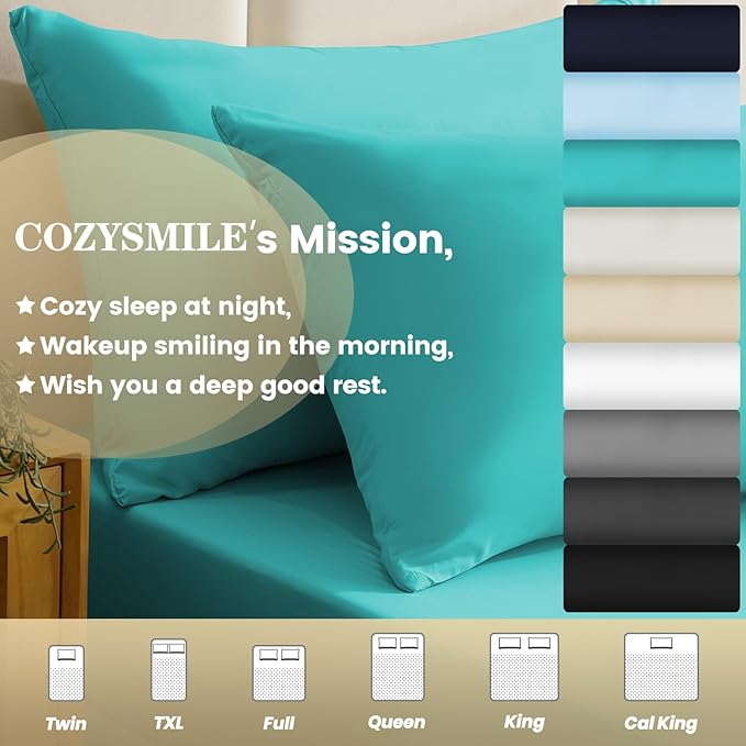 California King Size Sheet Set - Luxury 4 Piece Breathable Soft Sheets for King Size Bed, 16" Deep Pocket Wrinkle Free Cooling Bedding Sheet and Pillowcase Set Cal King Size, Turquoise
