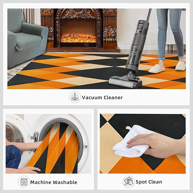 4x5 Geometric Indoor Outdoor Rug - Diamond Shape Pattern Bedside Rug, Modern Minimalism Washable Entry Way Rugs Kids Carpet for Inside House Playroom Living Room End Table Nursery