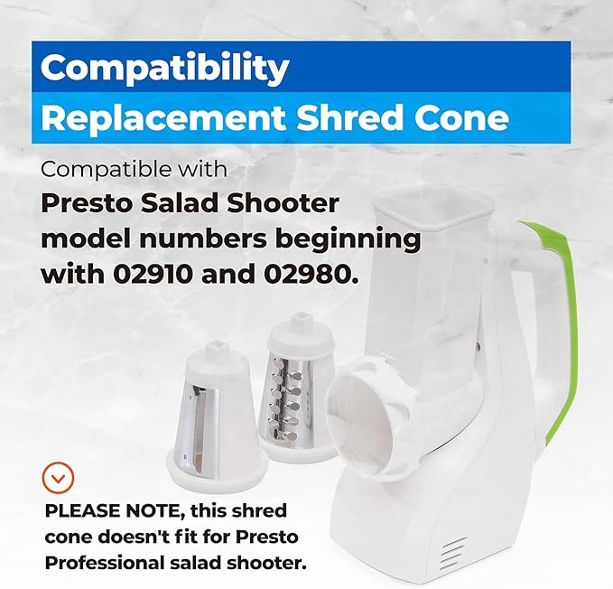 Shred Cone Replacement Parts for Presto Regular Salad Shooter 02910 02980