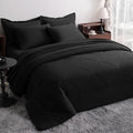NTBAY King Comforter Set with Sheets, 7 Pieces Soft and Breathable King Bedding Set, Bed in a Bag, Down Alternative Comforter Set Solid Color All Season, King Bedding Set, Black