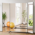 brisafe NanoMirror Non-Glass Ultra-Light Foldable Home Gym on Wheels, 95"x79" Extra Large Full Body Unbreakable Shatterproof Mirror, 360° Swivel for Yoga, Dance, Fitness Studio & Home Gym, Black