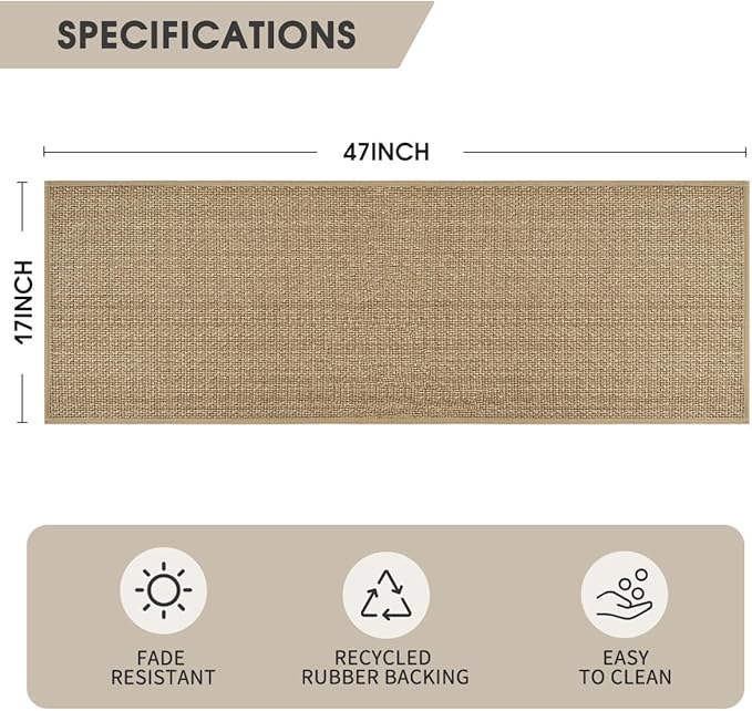 Artoid Mode Washable Non-Slip Rubber Backing Kitchen Rugs Doormat, Absorbent Kitchen Floor Mats in Front of Sink Kitchen Mats for Floor Home Decor 17x47 Inch