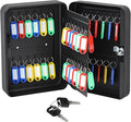 Ripeng 48-Keys Steel Key Lock Box - Wall Mount Key Cabinet with Colorful SecureTags & Hooks Keys Organizer Storage for Home Office Hotel Rental Business Property Management, Black