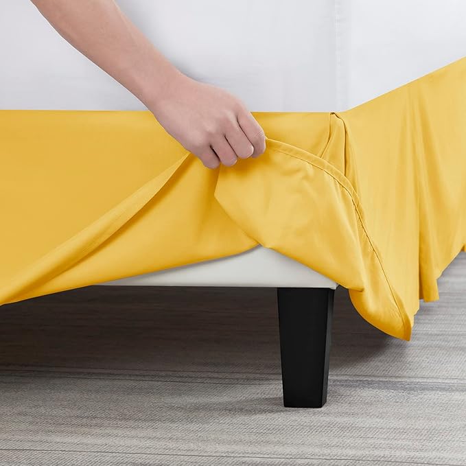 Nestl Yellow Twin XL Bed Skirt - Twin XL Size Bed Skirt 14 Inch Drop - Brushed Microfiber Bed Skirts - Hotel Quality Pleated Bed Skirt - Shrinkage & Fade Resistant