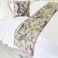 The HomeCentric King/Queen/Twin Pink & Purple Decorative Twin 53"x18" Bed Runner Without Pillow Cover, Peacock, Beaded, Pom Pom Lace Bed Scarf on Cotton Fabric - Pavo Paradiso