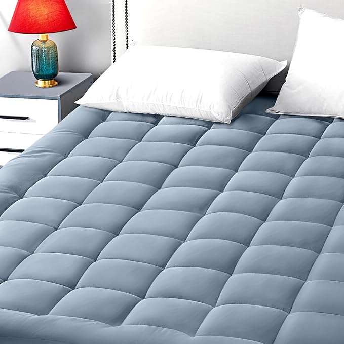 EASELAND Queen Size Mattress Pad Pillow Top Mattress Cover Quilted Fitted Mattress Protector 8-21" Deep Pocket Cooling Mattress Topper (60x80 Inches, Dusty Blue)