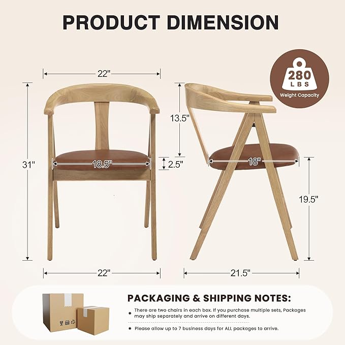 HNY Wooden Folding Chair with Cushion Set of 2, PU Leather Foldable Dining Chairs Folding Event Chair, Portable Space-Saving Accent Chair for Kitchen Dining Living Room Small Spaces, Brown