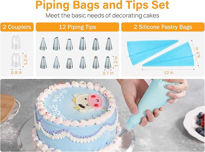 Kootek 22 Aluminum Cake Stand Turntable Set for Decorating Baking Kit, 12"