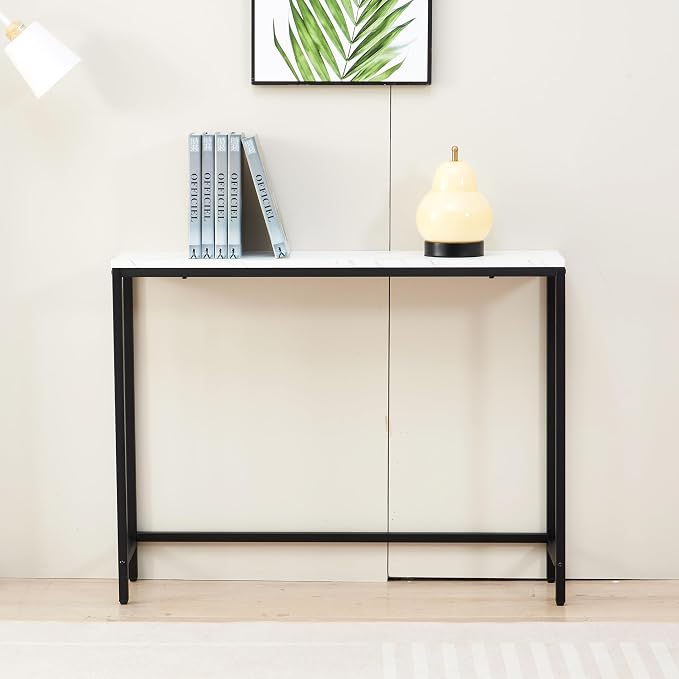loglus Console Table for Entryway, Faux Marble MDF Sofa Table