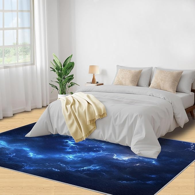 3x4 Lightning Rugs for Entryway - Natural Weather Kids Bedroom Rug, Thunderstorm Lightning Mudroom Rug Soft for Coffee Shop Living Room Under Table Game Room