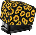 Sunflower Stylish Black 2 Slice Toaster Cover, Waterproof Toaster Dust Cover Bread Maker Protective For Small Kitchen Appliance Dining Room Home Table Decor Gifts