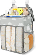Maliton Hanging Diaper Caddy Organizer - Diaper Stacker for Changing Table, Crib, Playard or Wall & Nursery Organization Baby Shower Gifts for Newborn (Gray Cloud)